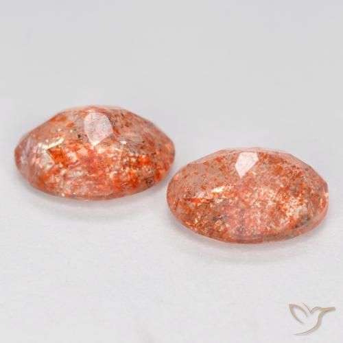 2.32 ct natürliche rötlich-orange Sonnenstein-Edelsteine, Oval, Lichtdurchlässig