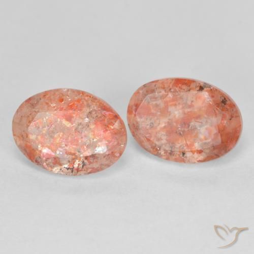 2.41 ct natürliche Pfirsich-orange Sonnenstein-Edelsteine, Oval, Lichtdurchlässig