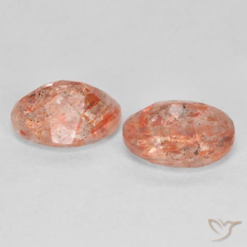 2.41 ct natürliche Pfirsich-orange Sonnenstein-Edelsteine, Oval, Lichtdurchlässig