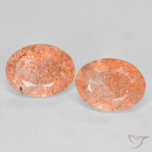 2.53ctw Natürlicher rötlich-orange Sonnenstein, Oval, Lichtdurchlässig