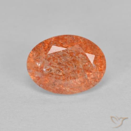 1.29ct Natürlicher Mittelorange Sonnenstein, Oval, Lichtdurchlässig