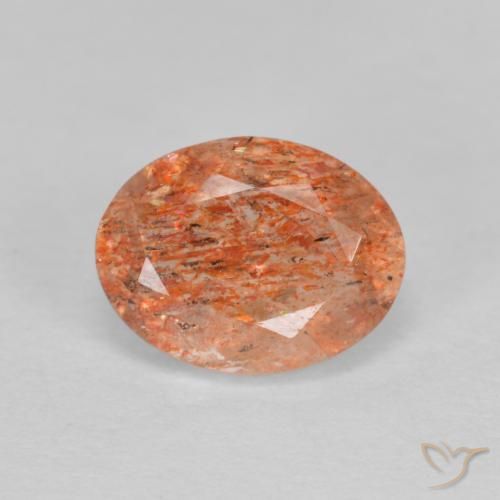 1.41ct Natürlicher Grapefruit-Orange Sonnenstein, Oval, Lichtdurchlässig