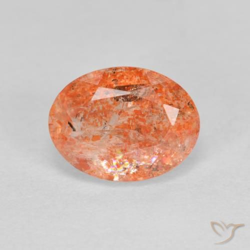 1.41ct Natürlicher Ingwer-Orange Sonnenstein, Oval, Lichtdurchlässig