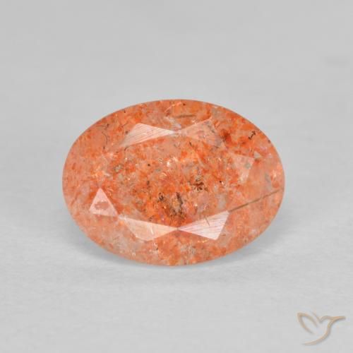 1.34ct Natürlicher rötlich-orange Sonnenstein, Oval, Lichtdurchlässig