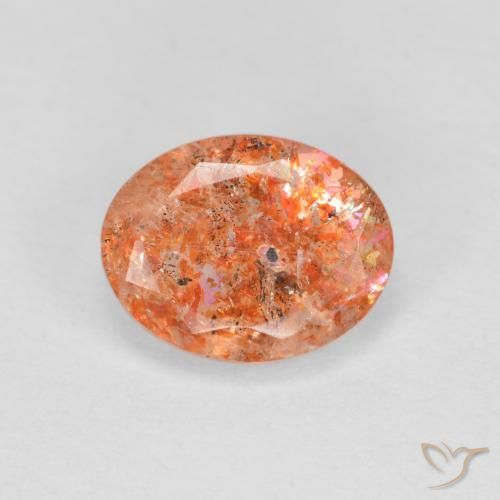 1.22ct Natürlicher Ingwer-Orange Sonnenstein, Oval, Lichtdurchlässig