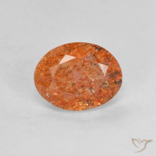 1.30ct Natürlicher Mittelorange Sonnenstein, Oval, Lichtdurchlässig
