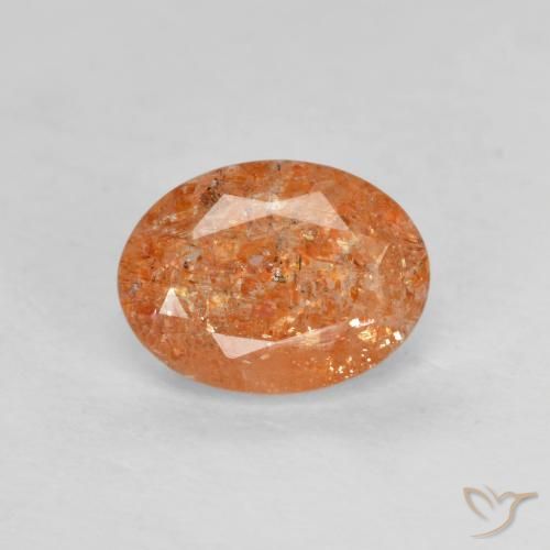 1.25ct Natürlicher rötlich-orange Sonnenstein, Oval, Lichtdurchlässig