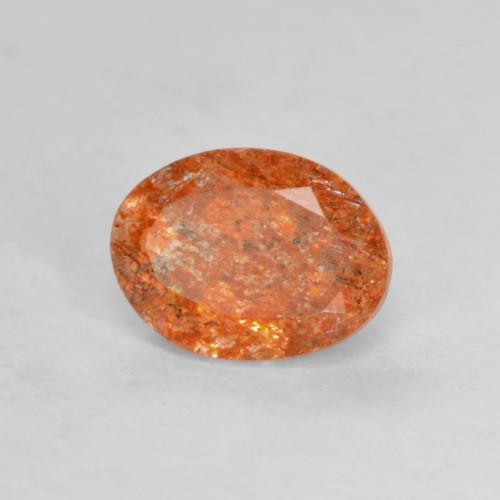 1,27 ctw natürlicher orangefarbener Sonnenstein, Oval Schliff, Lichtdurchlässig