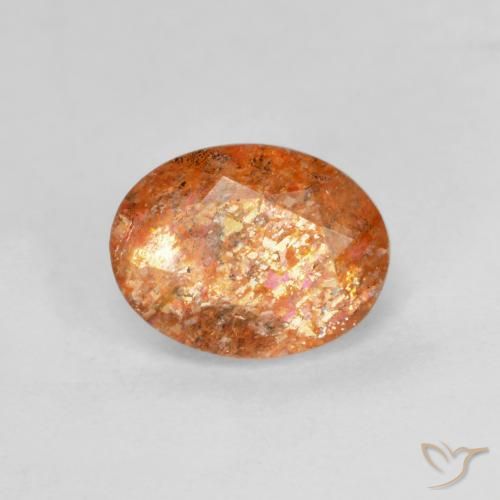 1.31ct Natürlicher rötlich-orange Sonnenstein, Oval, Lichtdurchlässig