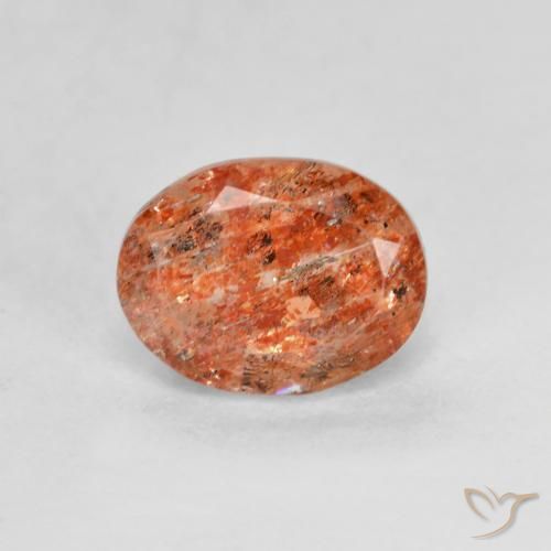 1.53ct Natürlicher Warmes Orange Sonnenstein, Oval, Lichtdurchlässig