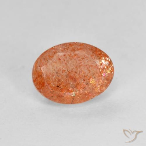 1.35ct Natürlicher Mittelorange Sonnenstein, Oval, Lichtdurchlässig