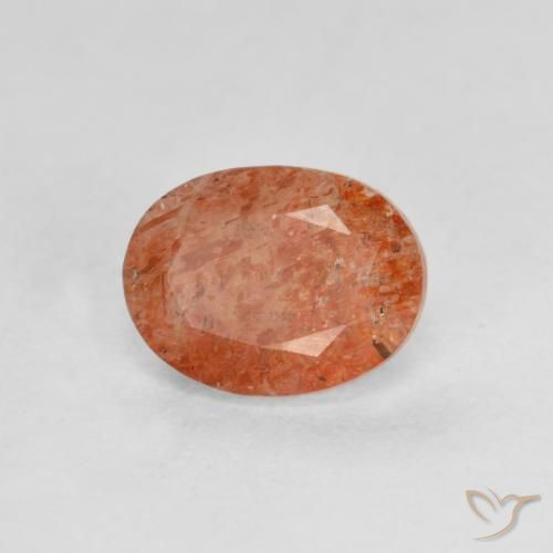 1.30ct Natürlicher rötlich-orange Sonnenstein, Oval, Lichtdurchlässig