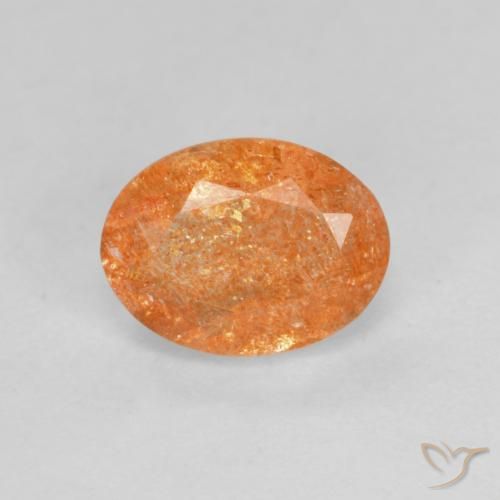 1.44ct Natürlicher tieforange Sonnenstein, Oval, Lichtdurchlässig