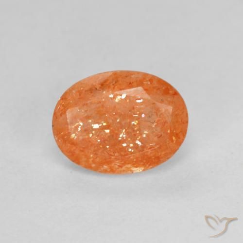 1.34ct Natürlicher Mittelorange Sonnenstein, Oval, Lichtdurchlässig