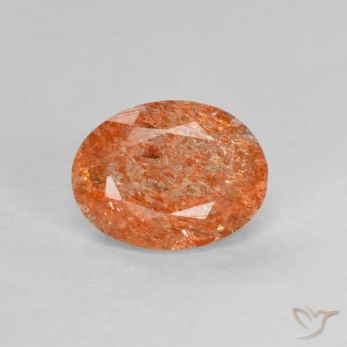 1.31ct Natürlicher Warmes Orange Sonnenstein, Oval, Lichtdurchlässig