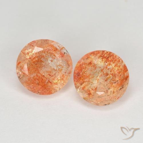 2.84ctw Natürlicher Mittel-Hellorange Sonnenstein, Runden, Transparent
