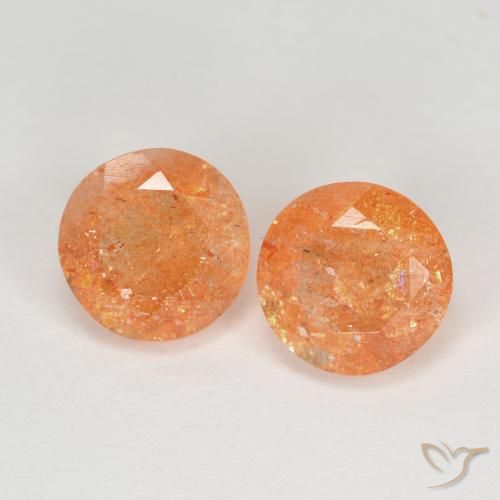 2.69ctw Natürlicher Mittel-Hellorange Sonnenstein, Runden, Transparent