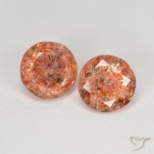 2.08ctw Natürlicher rötlich-orange Sonnenstein, Runden, Transparent