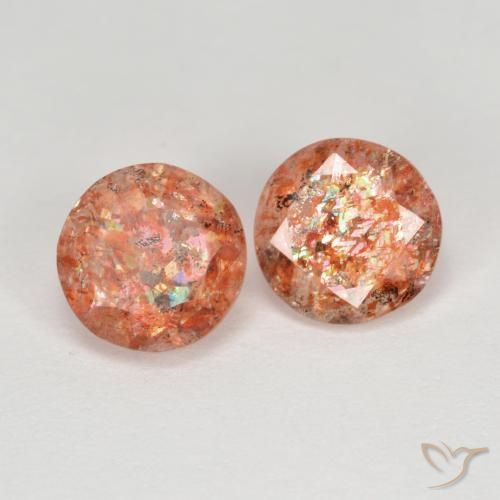 2.08 ct natürliche rötlich-orange Sonnenstein-Edelsteine, Runden, Transparent