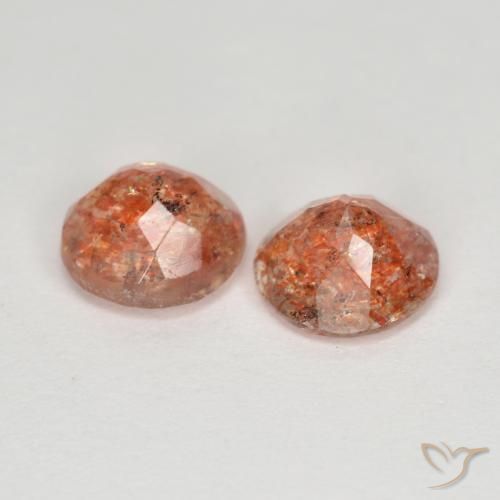 2.08 ct natürliche rötlich-orange Sonnenstein-Edelsteine, Runden, Transparent