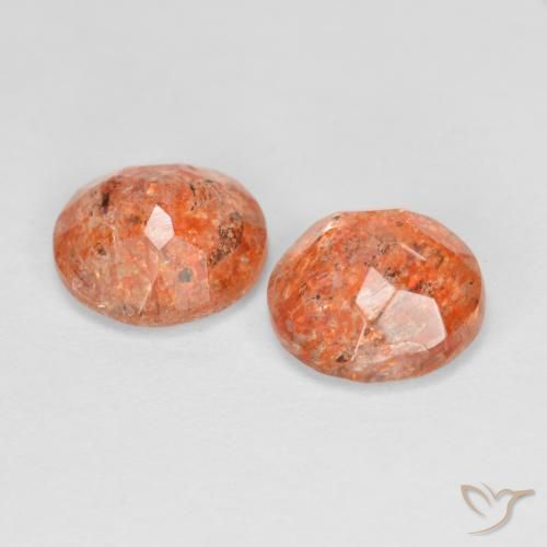 2.16 ct natürliche rötlich-orange Sonnenstein-Edelsteine, Runden, Lichtdurchlässig