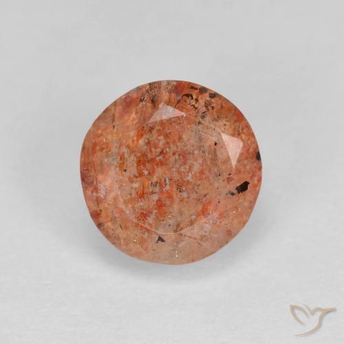 1.45ct Natürlicher Warmes Orange Sonnenstein, Runden, Lichtdurchlässig