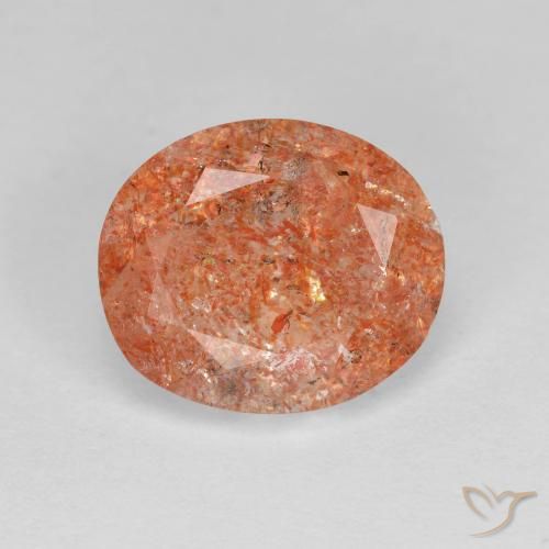 3.19ct Natürlicher rötlich-orange Sonnenstein, Oval, Transparent