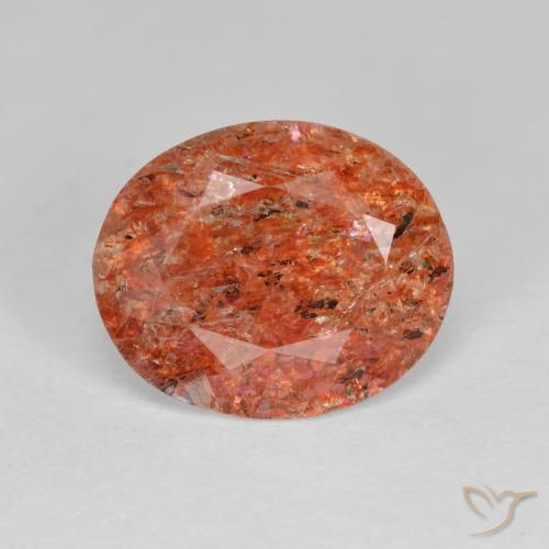 2.80ct Natürlicher rötlich-orange Sonnenstein, Oval, Transparent