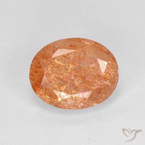 2.60ct Natürlicher rötlich-orange Sonnenstein, Oval, Transparent