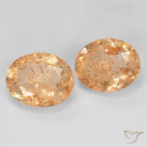4.83 ct natürliche Helles Pfirsichgold Sonnenstein-Edelsteine, Oval, Transparent
