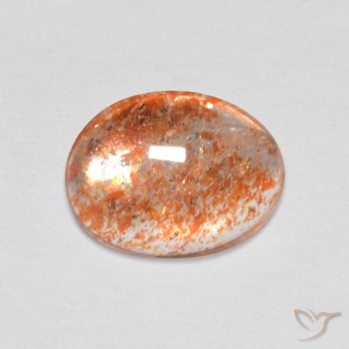 1.50ct Natürlicher Mittelorange Sonnenstein, Oval, Lichtdurchlässig