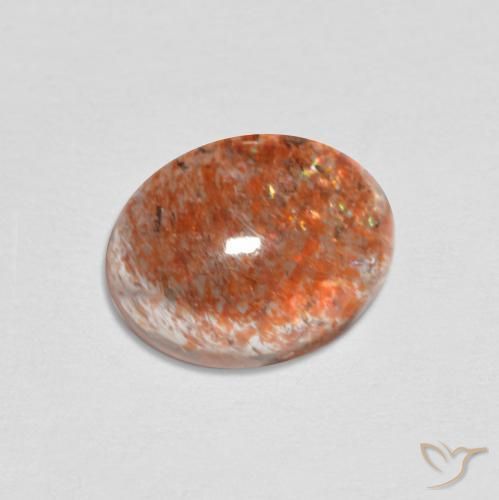 1.70ct Natürlicher rötlich-orange Sonnenstein, Oval, Lichtdurchlässig