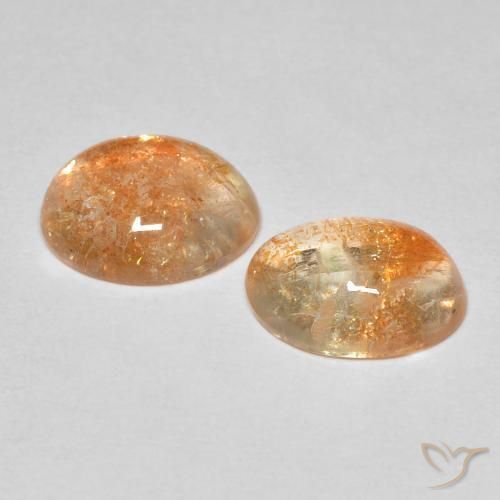 3.67 ct natürliche Cantaloupe-Orange Sonnenstein-Edelsteine, Oval, Lichtdurchlässig