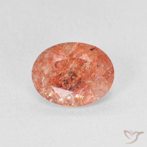 1.07ct Natürlicher rötlich-orange Sonnenstein, Oval, Lichtdurchlässig