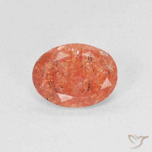 0.99ct Natürlicher Mittelorange Sonnenstein, Oval, Lichtdurchlässig