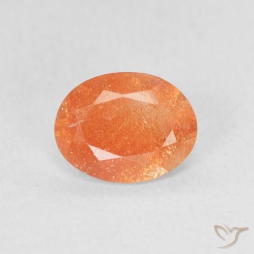 1.00ct Natürlicher Mittelorange Sonnenstein, Oval, Lichtdurchlässig