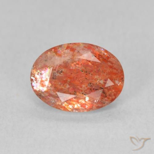 1.20ct Natürlicher Medium Light-Orange Sonnenstein, Oval, Lichtdurchlässig