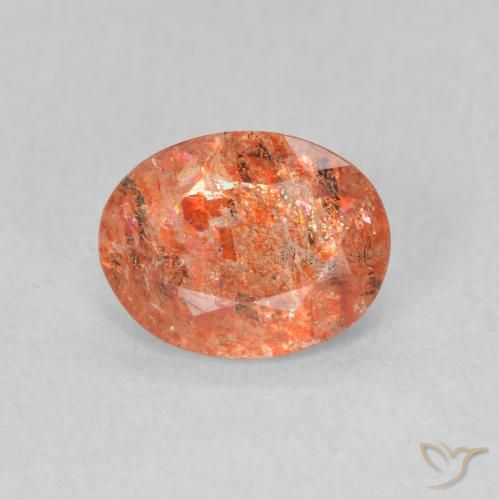 1.03ct Natürlicher rötlich-orange Sonnenstein, Oval, Lichtdurchlässig