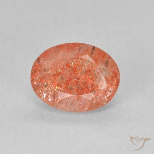 1.18ct Natürlicher Ingwer-Orange Sonnenstein, Oval, Lichtdurchlässig