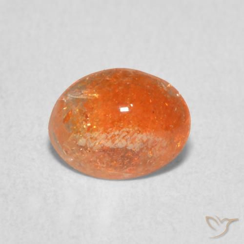 0.77ct Natürlicher tieforange Sonnenstein, Oval, Lichtdurchlässig
