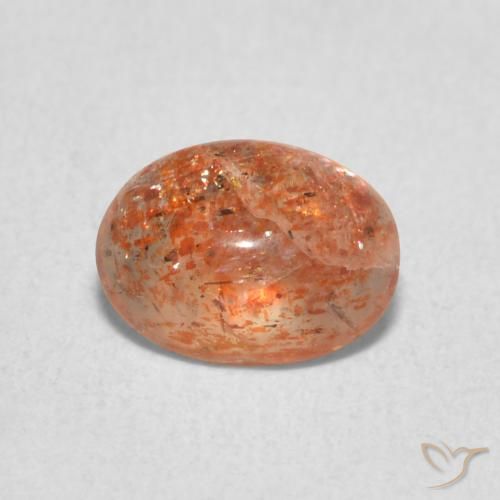 0.97ct Natürlicher rötlich-orange Sonnenstein, Oval, Lichtdurchlässig
