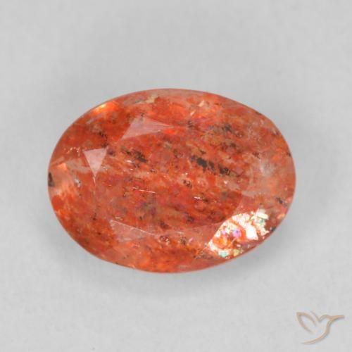 1.03ct Natürlicher Amber Orange Sonnenstein, Oval, Lichtdurchlässig