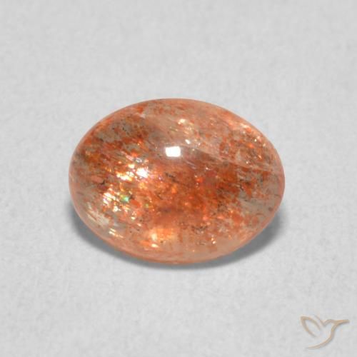 1.05ct Natürlicher rötlich-orange Sonnenstein, Oval, Lichtdurchlässig