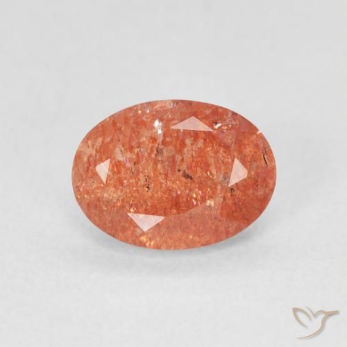 1.15ct Natürlicher rötlich-orange Sonnenstein, Oval, Lichtdurchlässig