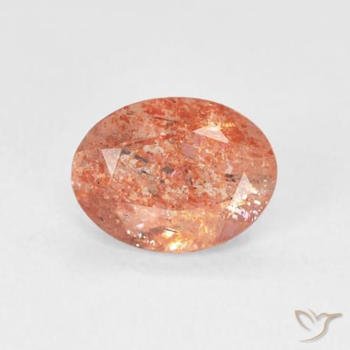1.14ct Natürlicher Grapefruit-Orange Sonnenstein, Oval, Lichtdurchlässig