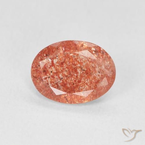 0.99ct Natürlicher Grapefruit-Orange Sonnenstein, Oval, Lichtdurchlässig