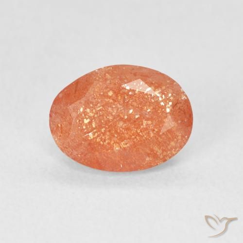 1.23ct Natürlicher rötlich-orange Sonnenstein, Oval, Lichtdurchlässig