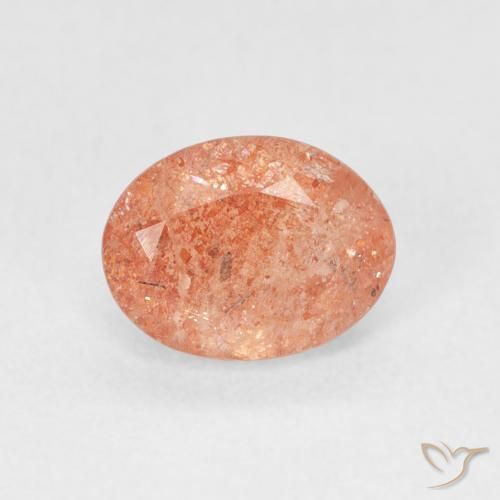 1.40ct Natürlicher Grapefruit-Orange Sonnenstein, Oval, Lichtdurchlässig