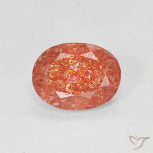 1.12ct Natürlicher Grapefruit-Orange Sonnenstein, Oval, Lichtdurchlässig
