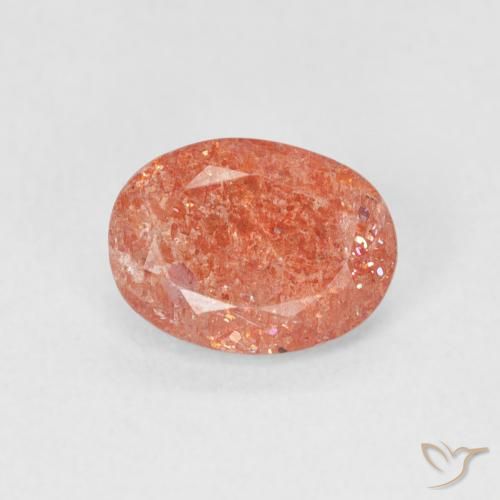 1.05ct Natürlicher rötlich-orange Sonnenstein, Oval, Lichtdurchlässig